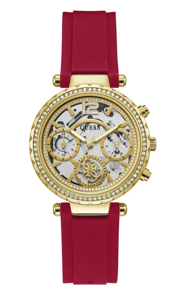 Montre multifonctions Guess Solstice à cadran rond doré pour femme