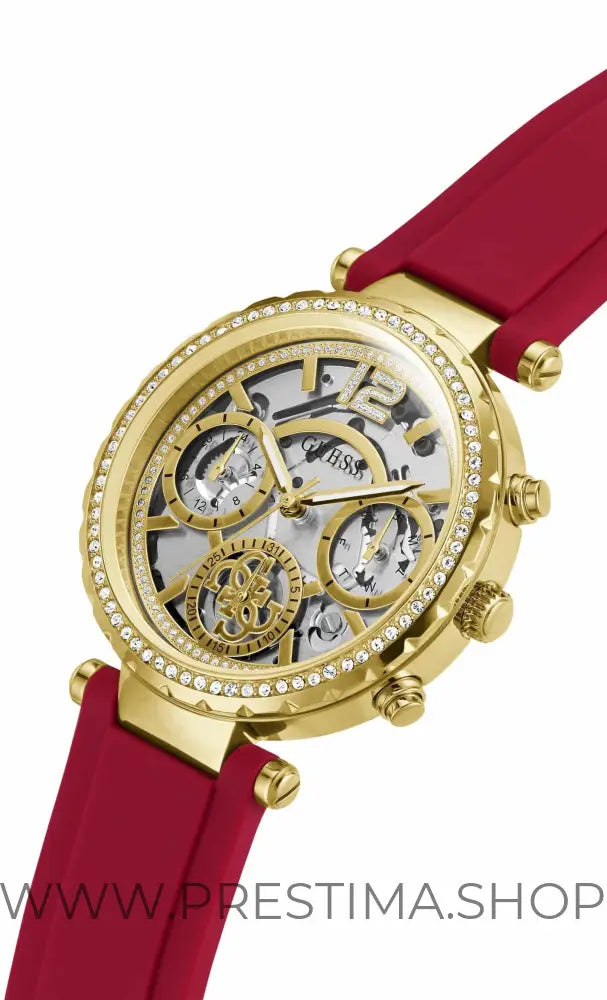 Montre multifonctions Guess Solstice à cadran rond doré pour femme